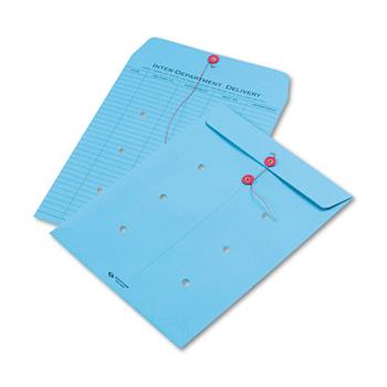Quality Park™ Colored Paper String &amp; Button Interoffice Envelope, 10 x 13, Blue,100/Box