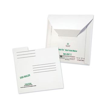 Quality Park Redi-File Disk Pocket Mailer, 6 x 5-7/8, Recycled, White, 10/Pack