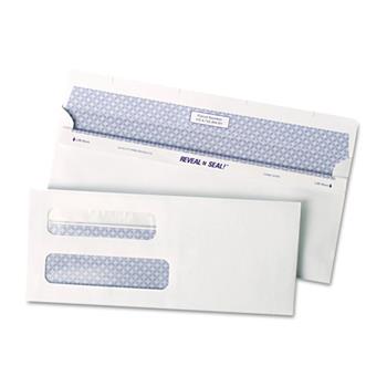 Quality Park Reveal-N-Seal Double Window Check Envelope, Self-Adhesive, White, 500/Box