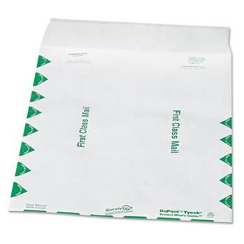 Survivor Tyvek USPS First Class Envelope, Side Seam, 9 1/2 x 12 1/2, White, 100/Box