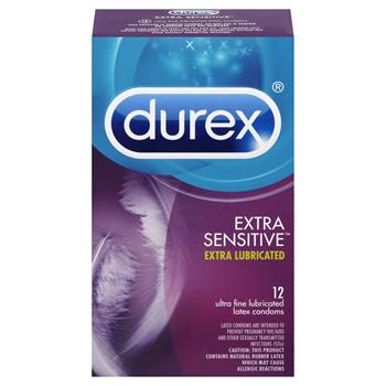 Durex Extra Sensitive Condom, Natural, 12/Pack, 18 Packs/Carton