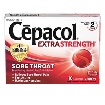 Cepacol Cherry Extra Strength Sore Throat Lozenges, 16 Drops/Box, 24 Boxes/Carton