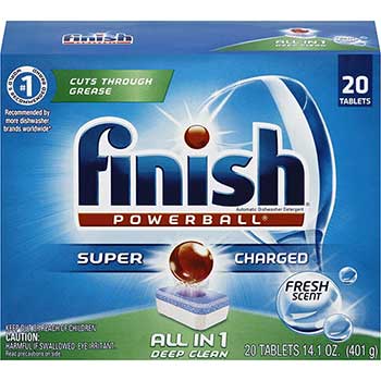 Finish Powerball Dishwasher Tabs, Fresh Scent, 20/Box, 8 Boxes/Carton