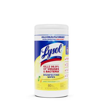 Lysol Disinfecting Wipes, Lemon &amp; Lime Blossom Scent, 80/Canister
