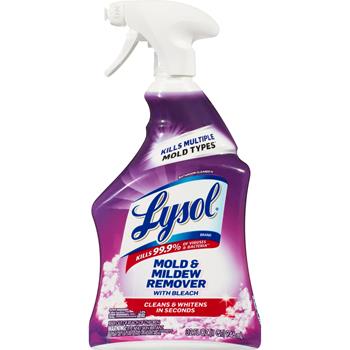 Lysol Mold &amp; Mildew Remover with Bleach, RTU, 32 oz Spray Bottle, 12/Case