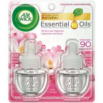 Air Wick Scented Oil Refill,White Lilac Fragrance, .67oz, Pink, 2/Pack