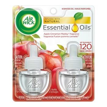 Air Wick Scented Oil Refill, Apple Cinnamon Medley, 0.67 oz, 2/Pack, 6 Packs/Carton