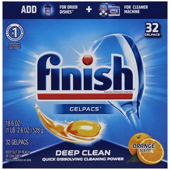 Finish&#174; Dish Detergent Gelpacs, Orange Scent, Box of 32 Gelpacs, 8 Boxes/Carton