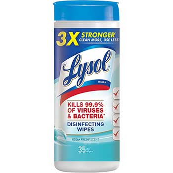LYSOL&#174; Brand Disinfecting Wipes, Ocean Fresh Scent, 35/Canister, 12 Canisters/CT