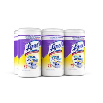 Lysol Dual Action Disinfecting Wipes, Citrus Scent, 75/Canister, 6 Canisters/Carton