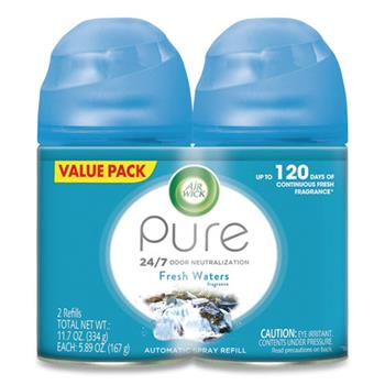 Air Wick Freshmatic Ultra Spray Refill, Fresh Waters, 6.17 oz Aerosol, 2/Pack, 3 Packs/Carton