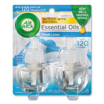 Air Wick Scented Oil Twin Refill, Fresh Linen, 0.67 oz, 2/Pack, 6 Packs/CT