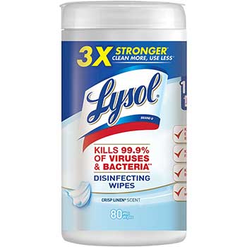 LYSOL&#174; Brand Disinfecting Wipes, Crisp Linen&#174; Scent, 80/Canister