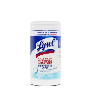 Lysol Disinfecting Wipes, Crisp Linen Scent, 80/Canister