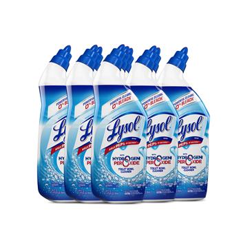 Lysol Toilet Bowl Cleaner with Hydrogen Peroxide, Cool Spring Breeze, 24 oz Angle Necked Bottle, 9/Carton