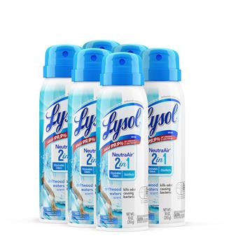 Lysol Neutra Air 2 in 1 Disinfectant Spray III, Driftwood, 10 oz Aerosol Spray, 6/Carton