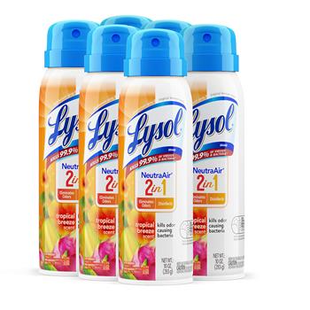 Lysol Neutra Air 2 in 1 Disinfectant Spray III, Tropical Breeze, 10 oz Aerosol Spray, 6/Carton