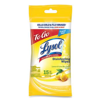 Lysol Disinfecting Wipes Flatpacks, 6.29 x 7.87, Lemon and Lime Blossom, 15 Wipes/Pack, 48 Packs/CT