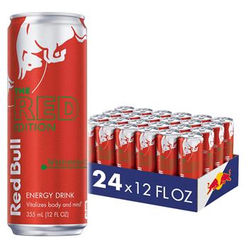 Red Bull Energy Drink, Watermelon, Red Edition Cans, 12 fl oz, 24/Case