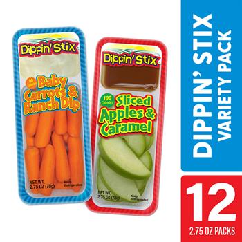 Dippin&#39; Stix Dippin&#39; Stix Baby Carrots and Ranch Dip &amp; Caramel Apples , 2.75 oz, 12/Pack