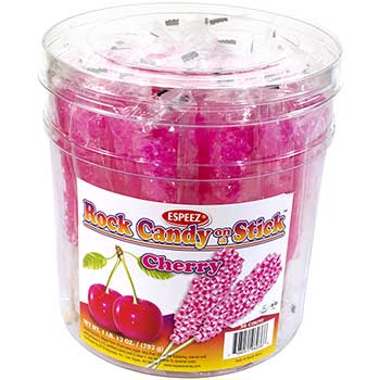 Espeez Hot Pink Cherry-Flavored Rock Candy Sticks, 36/PK