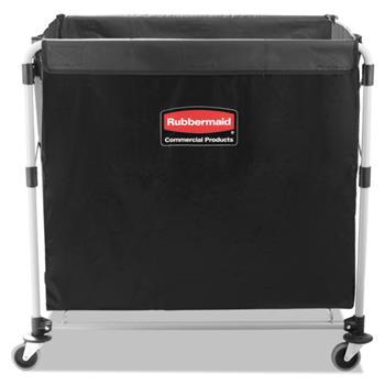 Rubbermaid Commercial Collapsible X Cart Laundy Bin, Steel, 8 Bushel (300 L) Cart, 36in L x 7in W x 34in H, Black