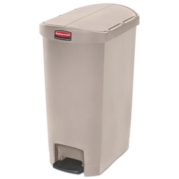 Rubbermaid Commercial Slim Jim Resin Step-On Container, End Step Style, 13 gal, Beige