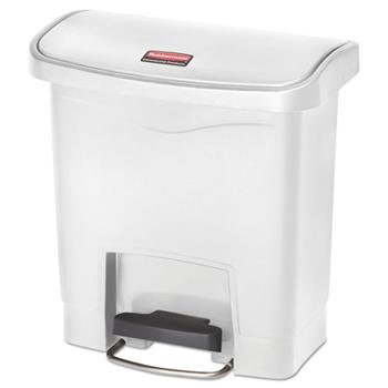 Rubbermaid Commercial Slim Jim Resin Step-On Container, Front Step Style, 4 gal, White