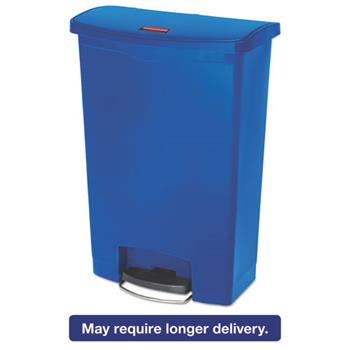 Rubbermaid Commercial Slim Jim&#174; Resin Step-On Container, Front Step Style, 24 gal, Blue