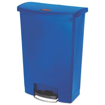Rubbermaid Commercial Slim Jim Resin Step-On Container, Front Step Style, 24 gal, Blue