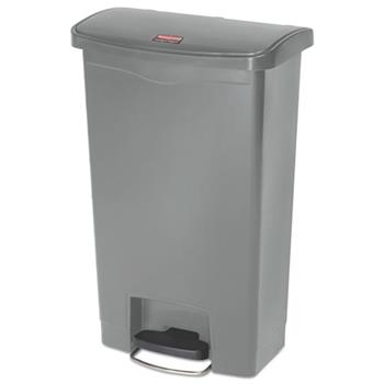 Rubbermaid Commercial Slim Jim&#174; Resin Step-On Container, Front Step Style, 13 gal, Gray