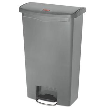 Rubbermaid Commercial Slim Jim&#174; Resin Step-On Container, Front Step Style, 18 gal, Gray