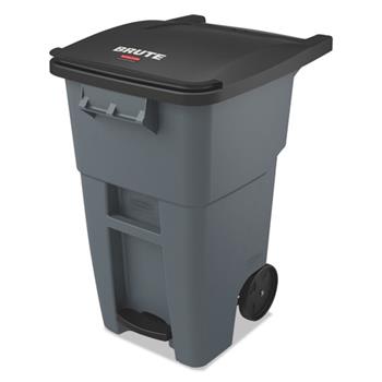 Rubbermaid Commercial Brute Step-On Rollouts, Square, 50 gal, Gray