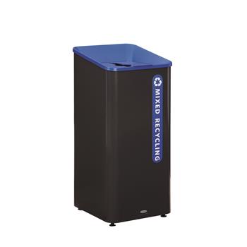 Rubbermaid Commercial Sustain Decorative Container, 23 gal Trash Can, Black/Blue