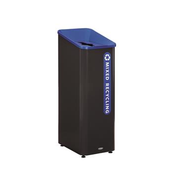 Rubbermaid Commercial Sustain Decorative Container, 15 gal Trash Can, Black/Blue