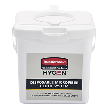 Rubbermaid Commercial Hygen Disposable Microfiber Cloth/Rag/Towel Charing Bucket, White, 4/CT