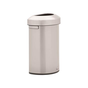 Rubbermaid Commercial Refine Decorative Container, 16 gal, Half Round Stainless Steel Trash Can