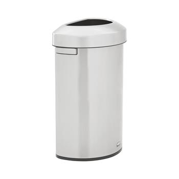Rubbermaid Commercial Refine Decorative Container, 21 gal, Half Round Stainless Steel Trash Can