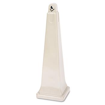 Rubbermaid Commercial GroundsKeeper Cigarette Waste Collector, Pyramid, Plastic/Steel, Beige