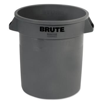 Rubbermaid&#174; Commercial Round Brute Container, Plastic, 10 gal, Gray