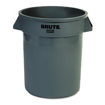 Rubbermaid Commercial Round Brute Container, Plastic, 20 gal, Gray