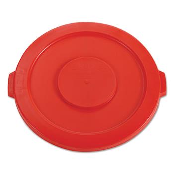 Rubbermaid Commercial Round Flat Top Lid, for 32-Gallon Round Brute Containers, 22 1/4&quot;, dia., Red