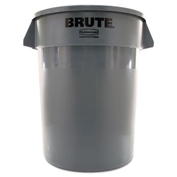 Rubbermaid Commercial Round Brute Container, Plastic, 32 gal, Gray