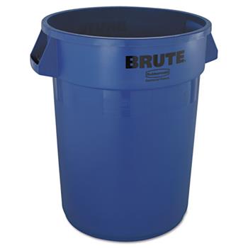 Rubbermaid Commercial Round Brute Container, Plastic, 32 gal, Blue