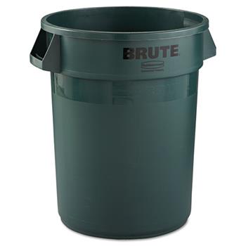 Rubbermaid Commercial Round Brute Container, Plastic, 32 gal, Dark Green
