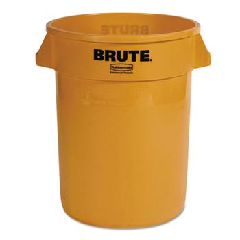 Rubbermaid Commercial Round Brute Container, Plastic, 32 gal, Yellow