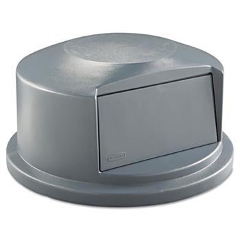 Rubbermaid Commercial Round Brute Dome Top Receptacle, Push Door, 24-13/16 x 12-5/8, 44 Gal., Gray