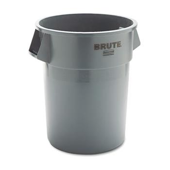 Rubbermaid Commercial Round Brute Container, Plastic, 55 gal, Gray