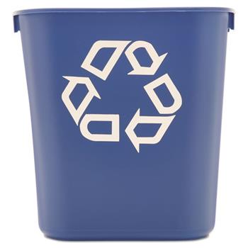 Rubbermaid Commercial Small Deskside Recycling Container, Rectangular, Plastic, 13.625qt, Blue