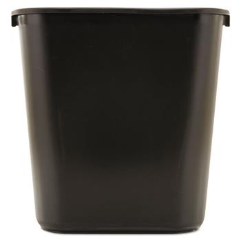 Rubbermaid Commercial Deskside Plastic Wastebasket, Rectangular, 7gal, Black